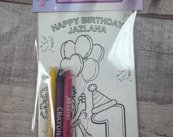Customized  character- Abby- Cadd- pink monster-customized coloring sticker sheets- party favors- Crayons