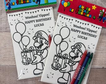 Super Mario- coloring sticker sheets-  character- customized party favors- coloring sticker sheets