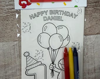 Party favors-red - street-personalized-- character- customized party favors- coloring sticker sheets- 1st birthday