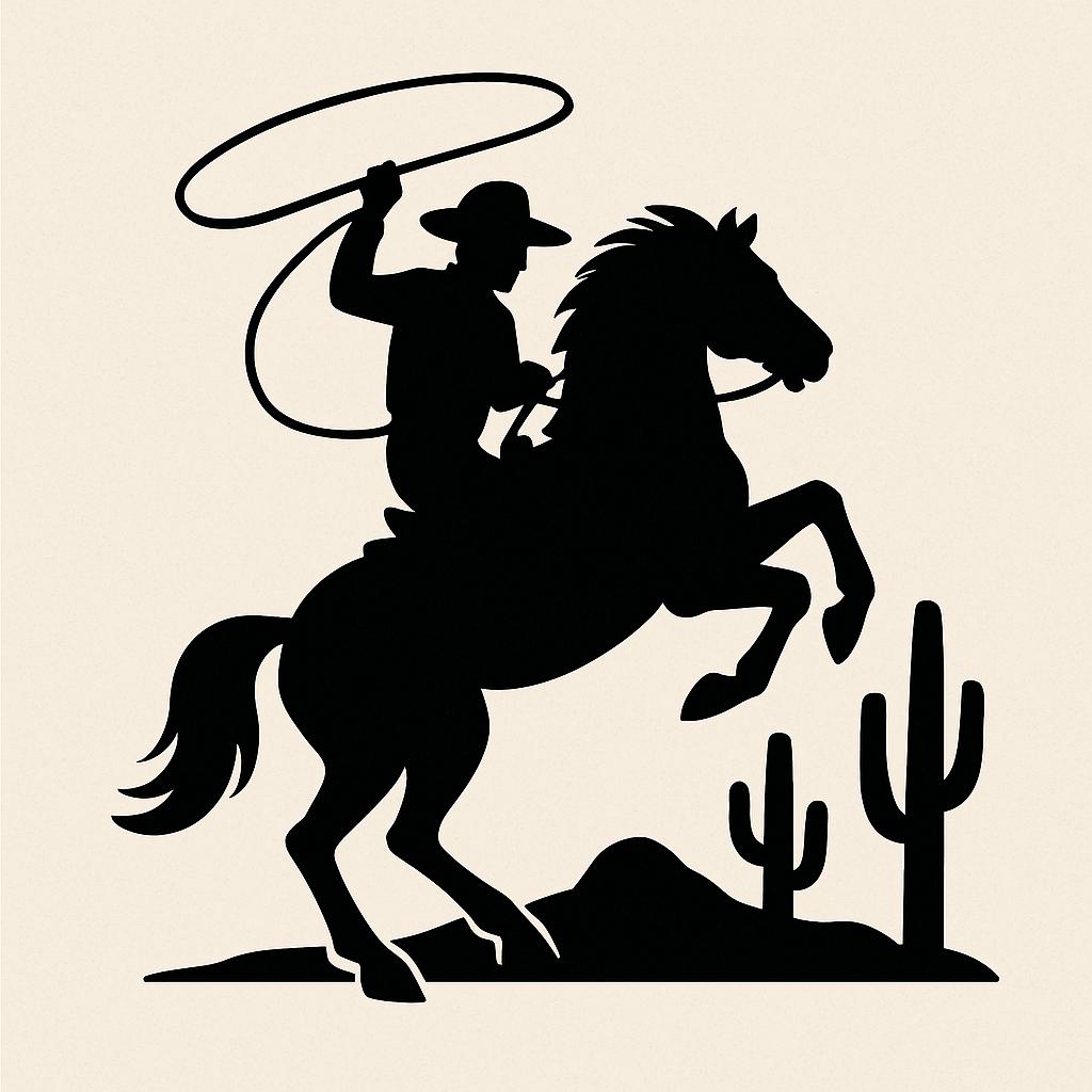 Cowboy Roping on Rearing Horse SVG PNG | Western Rodeo Silhouette ...