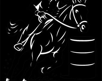 Cowgirl Barrel Racer Silhouette | Rodeo Western Clipart | Horse Rider PNG SVG | Barrel Racing Digital Download | Western Wall Art