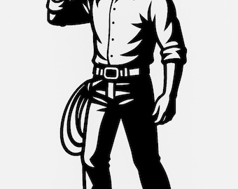 Cowboy Silhouette SVG | Western Ranch Cowboy Clipart | Rodeo svg png dxf eps | Farm Cowboy Cut File | Digital Download