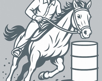 Cowgirl Barrel Racer Silhouette | Western Rodeo PNG SVG Bundle | Horse Rider Clipart | Barrel Racing Digital Download | Western Decal Design