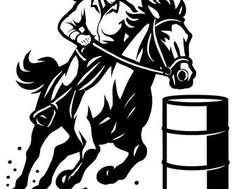 Cowgirl Barrel Racing svg bundle – 5 barrel racer silhouettes – western rodeo horse clipart for cricut, png dxf eps digital download