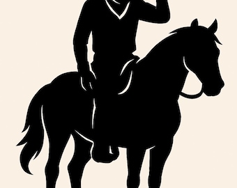 Cowboy auf Pferd Silhouette SVG | Western Cowboy PNG | Cowboy Reitpferd Clipart | Cricut, Laser-Schnitt, Country-Western-Design