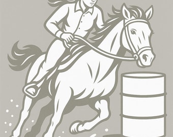 Cowgirl Barrel Racing Silhouette | Western Rodeo Horse Rider PNG SVG | Barrel Racer Clipart | Cowgirl Western Digital Download | Cricut Cut