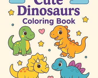 Cute Dinosaur Coloring Book for Kids – 5 Printable Pages | Easy & Fun Activities | Instant Download PDF