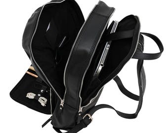 Handmade Full-Grain Leather Backpack, Laptop Compartment, Travel Pack
