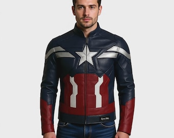Handmade Star Leather Moto Jacket – Superhero Inspired Cosplay Motorcycle Coat