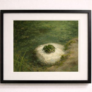 Am Rand – Ruhiges Naturmotiv | Frosch am Teich | Digitales Kunstwerk (quadratisch)
