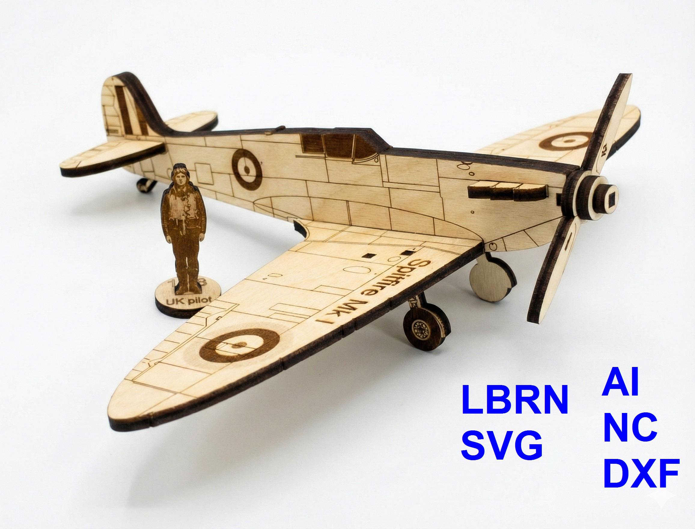 Spitfire Mk I, Simple Build Level, Laser-cut Plywood 1:48 Scale