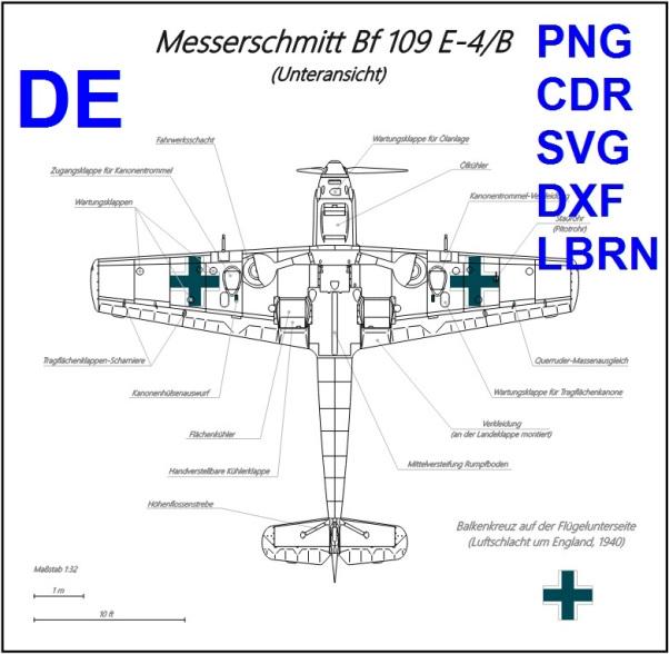 Messerschmitt Bf 109 E-4b Premium SVG Blueprint Set, 1:32 Scale 5