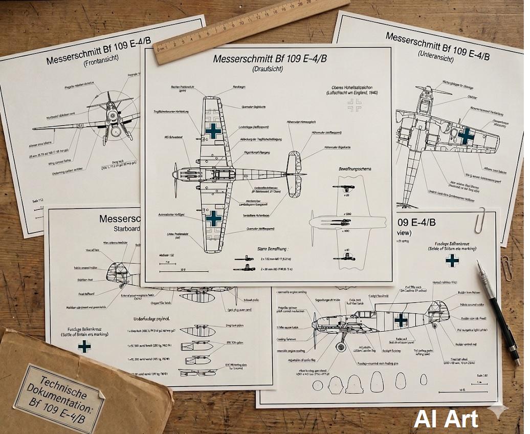 Messerschmitt Bf 109 E-4b Premium SVG Blueprint Set, 1:32 Scale 5