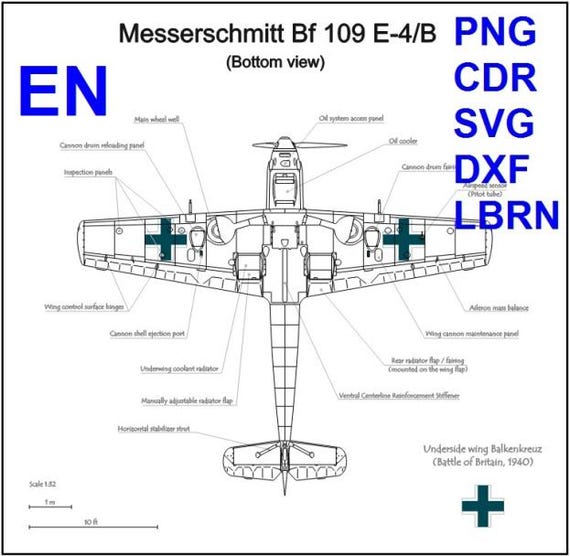 Messerschmitt Bf 109 E-4b Premium SVG Blueprint Set, 1:32 Scale 5