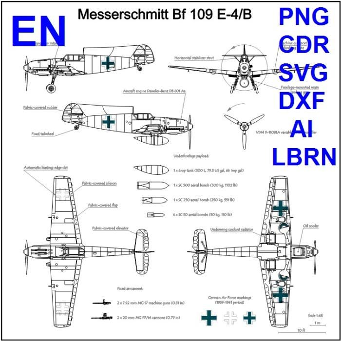 Messerschmitt Bf 109 E-4b Premium SVG Blueprint Set, 1:32 Scale 5