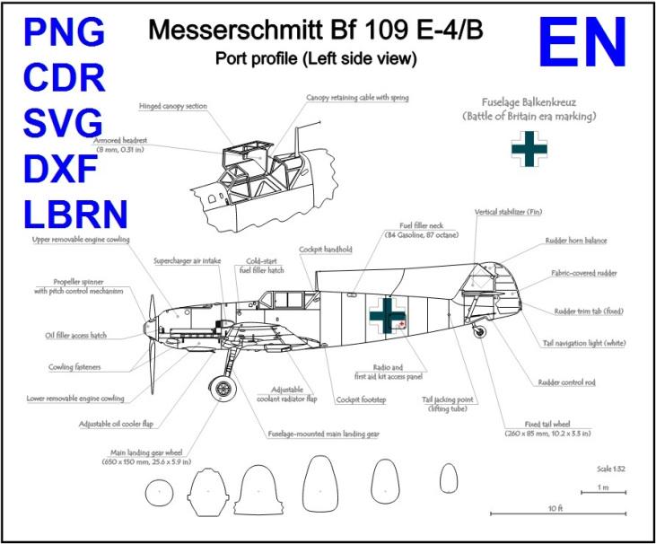 Messerschmitt Bf 109 E-4b Premium SVG Blueprint Set, 1:32 Scale 5