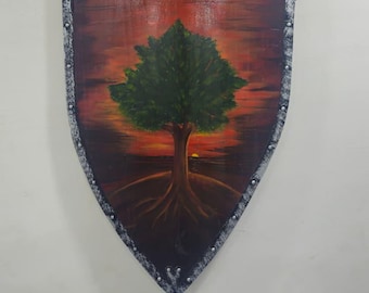 Medieval Shield Hand-Painted Tree of Life: Ser Duncan the Tall/ Elm Tree and Shooting Star /Wall Decor,