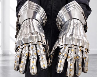 Medieval Steel Gauntlets Pair, Knight Armor Gloves, Gothic Plate Gauntlets, LARP Armor, Reenactment Costume, Cosplay Hand Armor