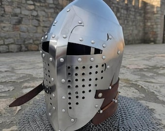 Middeleeuwse ridderhelm, bascinet (open helm), Sugarloaf gevechtshelm, SCA gevechtsklare helm