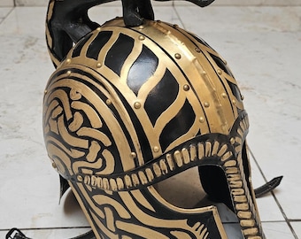 Roman Corinthian dragon helmet in 18guage mild steel antique finished Wood dragon