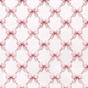 18 Pink Bow Seamless Pattern Bundle, Watercolor Ribbon Patterns Wallpaper, Coquette Wrapping Paper, Baby Shower Wedding Digital Paper