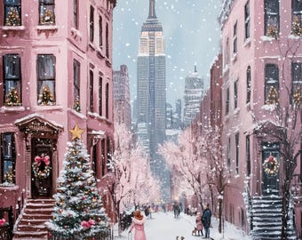 22 Christmas in New York Clipart, Winter in NYC Watercolor, Yellow Taxi Cab, Brooklyn Bridge, Rockefeller Tree, Holiday City