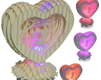 Pop-Up 3D Liebe – 3D Herz Pop-up Beleuchtung, Valentinstag, Magicpaper Herz für Liebe – Jahrestag, 3D klappbares Herz, LINPOPUP®
