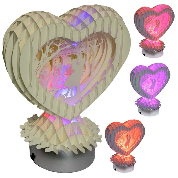 Pop-Up 3D Liebe – 3D Herz Pop-up Beleuchtung, Valentinstag, Magicpaper Herz für Liebe – Jahrestag, 3D klappbares Herz, LINPOPUP®