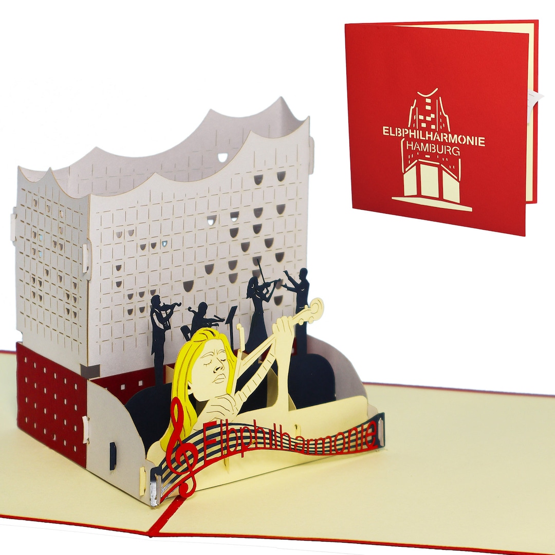 LIN17385, LINPopUp®, POP UP Karten Elbphilharmonie, 3D Karte, Hamburg
