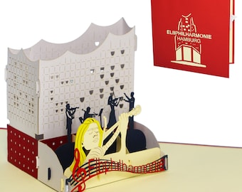 LIN17385, LINPopUp®, POP UP Cards "Elbphilharmonie", 3D Card, "Hamburg", Greeting Card, Travel Voucher, Elbphilharmonie,N258