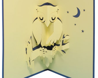 LIN17701, LINPopUp®, Pop Up Card, Pop Up Greeting Cards, Birthday Cards, Kids Birthday, Greeting Cards, Animal Card, Eagle Owl, Owl, N137