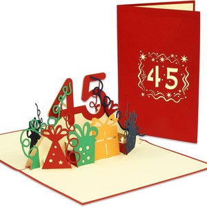 LIN17641, LINPopUp®, POP UP 3D Card, Pop Up Birthday Card, Greeting Cards Birthday 45, Wedding Anniversary 45 Years, Anniversary, N373