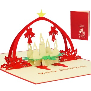LIN17246, LINPopUp®, Tarjeta Pop Up 3D, Tarjeta de Navidad, Tarjeta de Felicitación, Corona de Adviento, N436