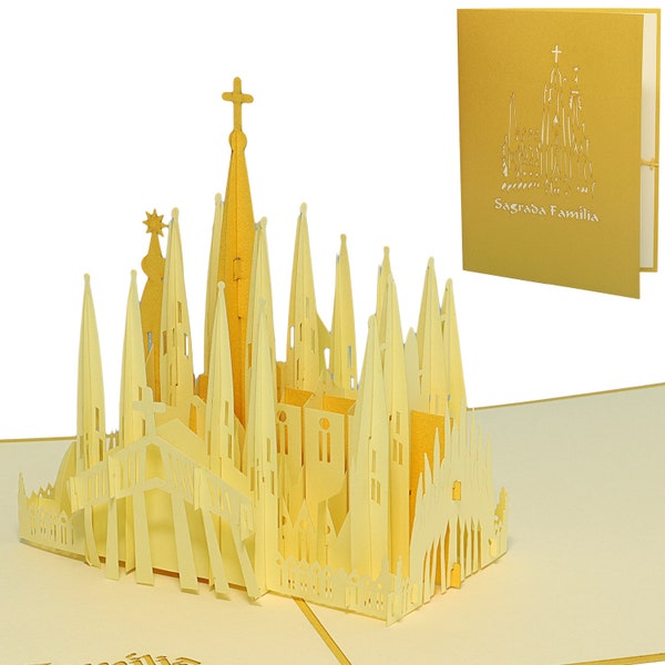 LIN17392, LINPopUp®, - Tarjetas Pop Up 3D, Tarjeta de Felicitación 3D Tarjeta Plegable Vale de Viaje España Arquitectura Sagrada Familia, Barcelona, N266