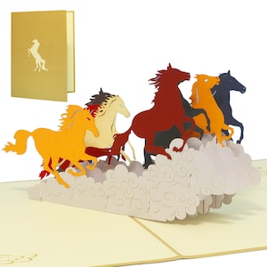 LIN17224, LINPopUp®, Tarjeta emergente Caballo, Tarjeta de felicitación Caballos, Tarjeta emergente Naturaleza, Tarjeta de felicitación Jinete, Tarjetas de caballos Tarjeta de animales, Caballos, N143
