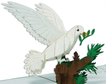 LIN17766, LINPopUp®, Pop - Up 3D Card, Greeting Card for Communion, Confirmation, Dove, N715