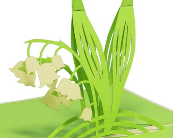 LIN17144, LINPopUp®, Pop Up Card Flowers, Birthday Card, Bouquet, Greeting Cards Folded Cards Flowers, Birthday, Lily of the Valley, N49