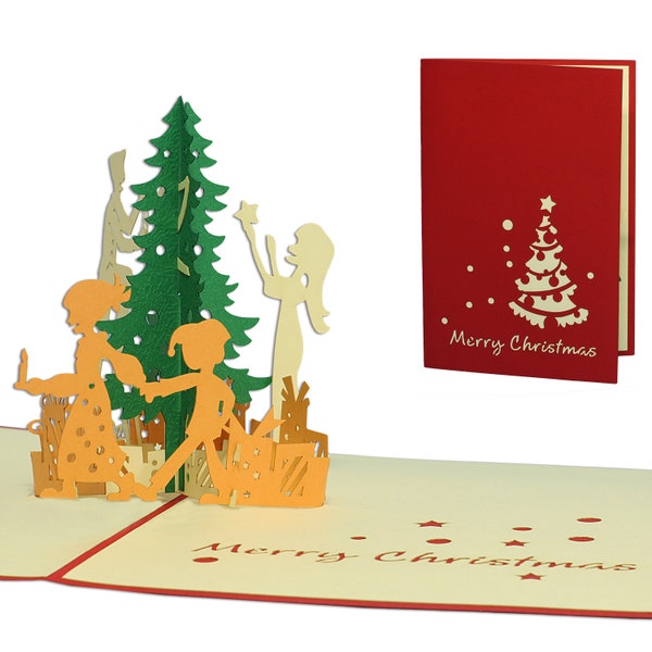 LIN17080, LINPopUp®, Pop -Up 3D Cards, Christmas Cards, Greeting Card, Christmas Tree - Decorate, N416