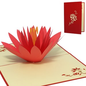 LIN17145, LINPopUp®, Pop Up 3D Karte, Geburtstagskarte, Muttertagskarte, Seerosen, N39