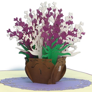 LIN17669, LINPopUp®, Tarjetas POP Up Flores, Ramo de Tarjetas Pop Up, Tarjetas de Felicitación Flores, Tarjetas Plegadas Flores, Cumpleaños, Lavanda, N392