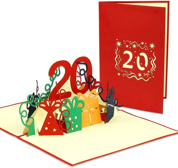 Biglietto Di Auguri Pop-Up 3D Con Palloncini E Torta – Con Busta E Cartoncino Messaggio, Per Compleanno