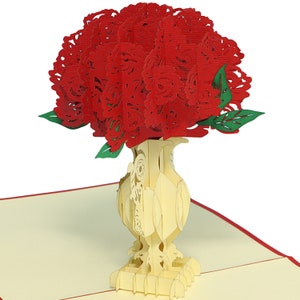 LIN17627, LINPopUp®, Tarjetas POP Up Flores, Ramo de Tarjetas Pop Up, Tarjetas de Felicitación Flores, Tarjetas Plegadas Flores, Cumpleaños, Rosas, N360