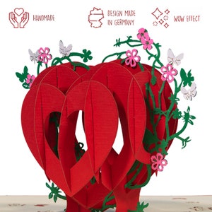 Pop-Up card love - Valentine's Day, 3D heart card, greeting card heart, love card wedding anniversary, Mother's Day, LINPOPUP® 17832, N6
