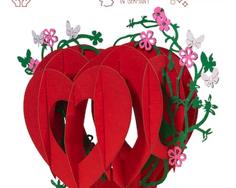 Carte Pop-Up amour - Saint Valentin, carte coeur 3D, carte voeux coeur, carte amour anniversaire mariage, Fête des mères, LINPOPUP® 17832, N6