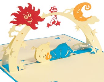LIN17509, LINPopUp®, LIN POP-Up Cards Birth, Greeting Cards Birth, Greeting Cards Birth, Baby, Card for Birth, Birth Boy, N96