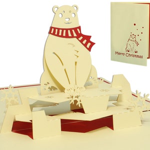 LIN17079, LINPopUp®, biglietto 3D pop-up, biglietto di Natale, biglietto di auguri, orso polare, N415