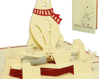 LIN17079, LINPopUp®, Pop Up 3D Card, Christmas Card, Greeting Card, Polar Bear, N415