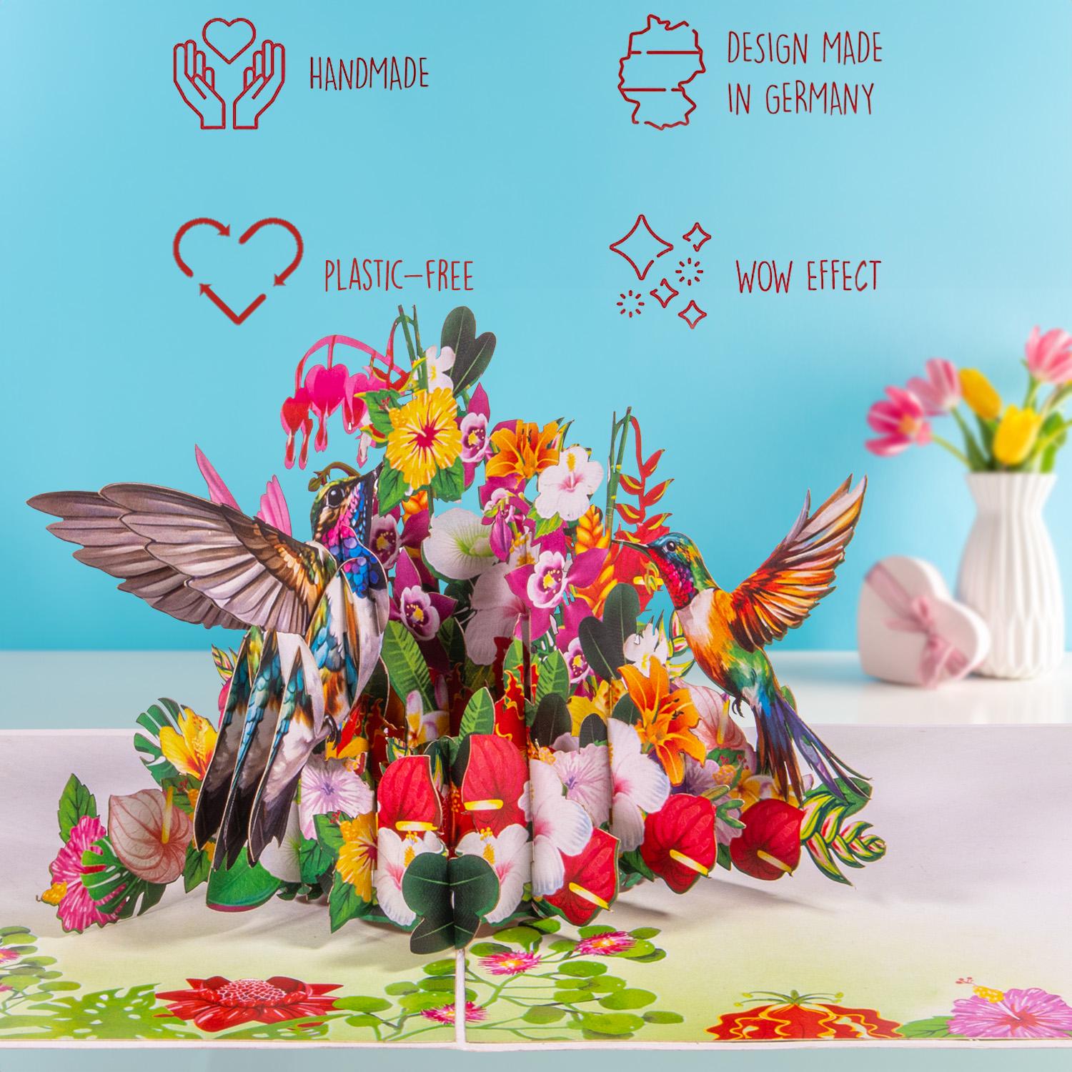 Biglietto Pop-up 3D Colibrì Biglietto D'auguri Fatto a Mano Con Bellissimi Ritagli Di Carta Regalo Di Compleanno Per I Tuoi Parenti, Amici E Amanti