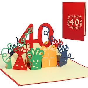 LIN17260, LINPopUp®, Pop Up carte anniversaire, 40e carte de voeux carte anniversaire 40e anniversaire, N18
