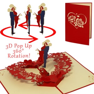 LINPoUp®, LIN17784, biglietto di matrimonio pop-up, biglietto di nozze, regali di nozze, invito a nozze, matrimonio 3D, primo matrimonio con ballo, N34